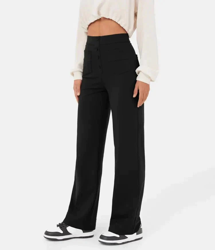 Fitaaly | High-waisted elastische casual broek™