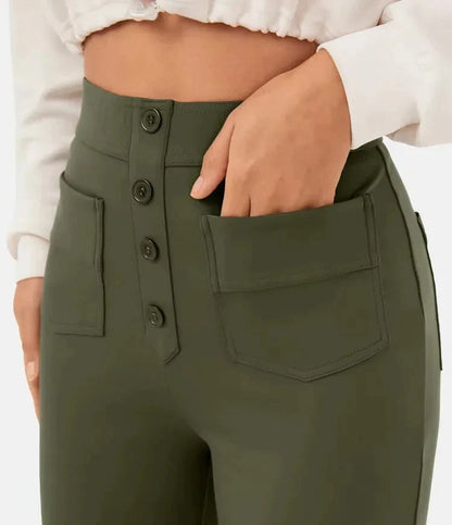 Fitaaly | High-waisted elastische casual broek™