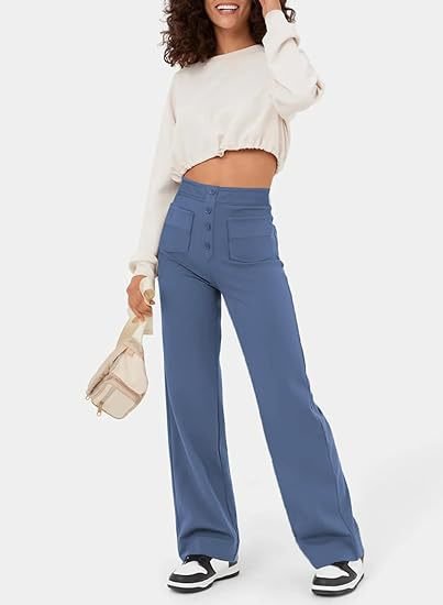 Fitaaly | High-waisted elastische casual broek™