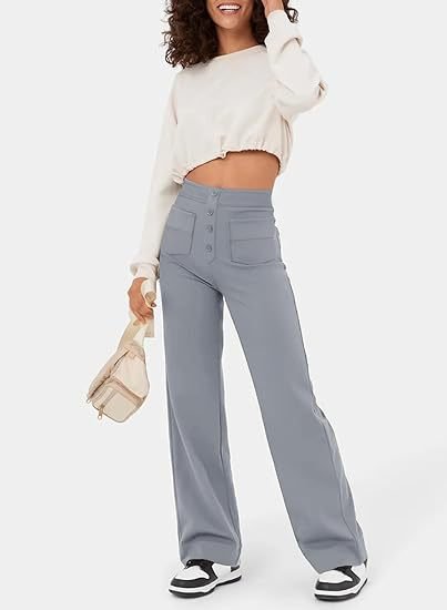 Fitaaly | High-waisted elastische casual broek™