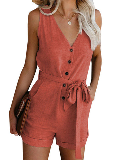 Fiona - Mouwloze jumpsuit met V-hals en knopen