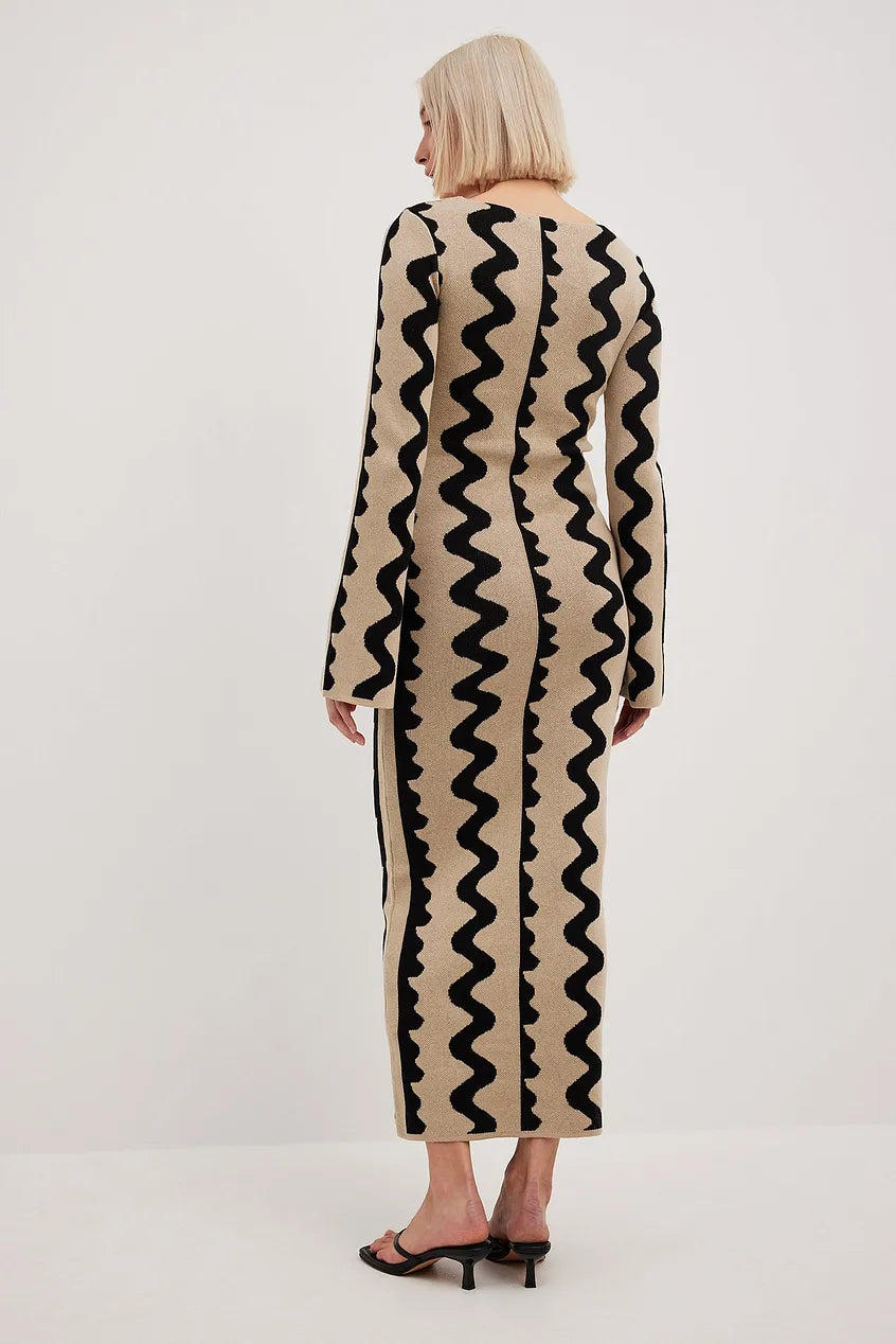Evelyn™ Maxi gebreide jurk met wijde mouwen