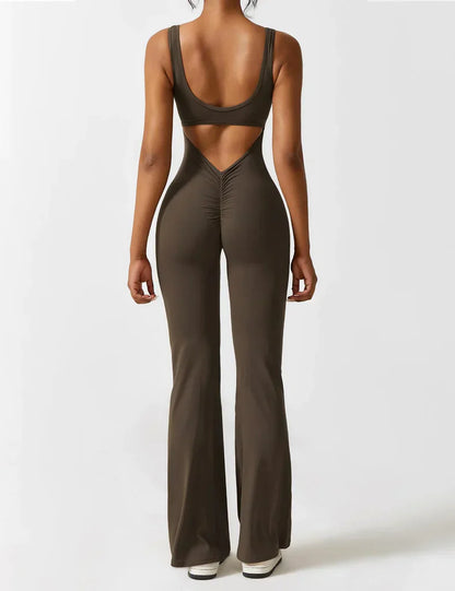 V-rug uitlopende jumpsuit