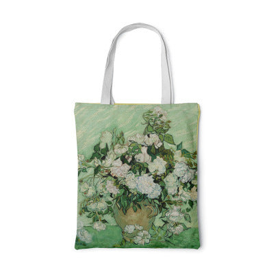 Canvas tas met zonnebloem Creatieve kunst Zelfportret Schoudertas Gepersonaliseerde handtas