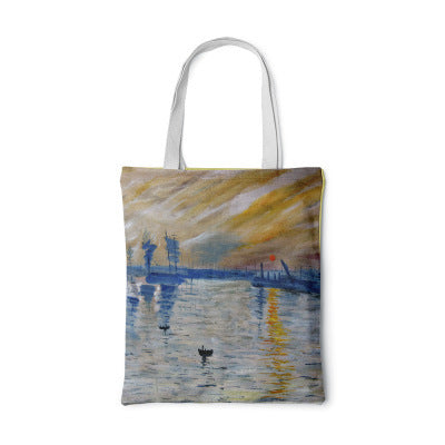 Canvas tas met zonnebloem Creatieve kunst Zelfportret Schoudertas Gepersonaliseerde handtas