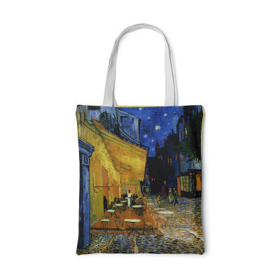 Canvas tas met zonnebloem Creatieve kunst Zelfportret Schoudertas Gepersonaliseerde handtas