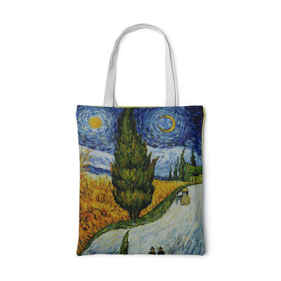 Canvas tas met zonnebloem Creatieve kunst Zelfportret Schoudertas Gepersonaliseerde handtas