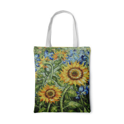 Canvas tas met zonnebloem Creatieve kunst Zelfportret Schoudertas Gepersonaliseerde handtas