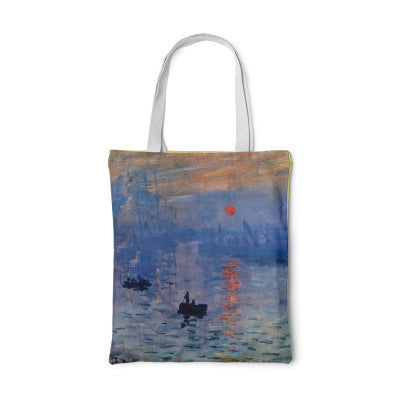 Canvas tas met zonnebloem Creatieve kunst Zelfportret Schoudertas Gepersonaliseerde handtas