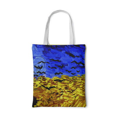 Canvas tas met zonnebloem Creatieve kunst Zelfportret Schoudertas Gepersonaliseerde handtas