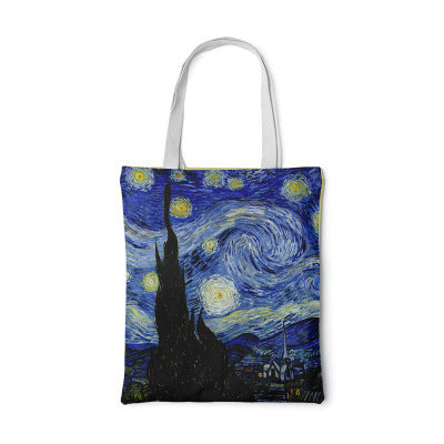 Canvas tas met zonnebloem Creatieve kunst Zelfportret Schoudertas Gepersonaliseerde handtas