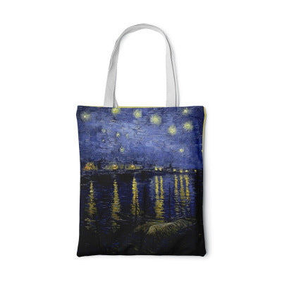 Canvas tas met zonnebloem Creatieve kunst Zelfportret Schoudertas Gepersonaliseerde handtas