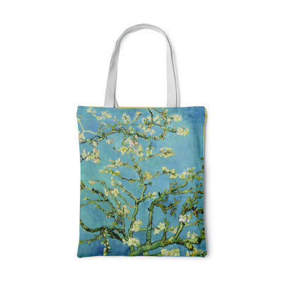 Canvas tas met zonnebloem Creatieve kunst Zelfportret Schoudertas Gepersonaliseerde handtas