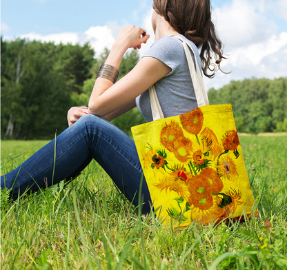 Canvas tas met zonnebloem Creatieve kunst Zelfportret Schoudertas Gepersonaliseerde handtas