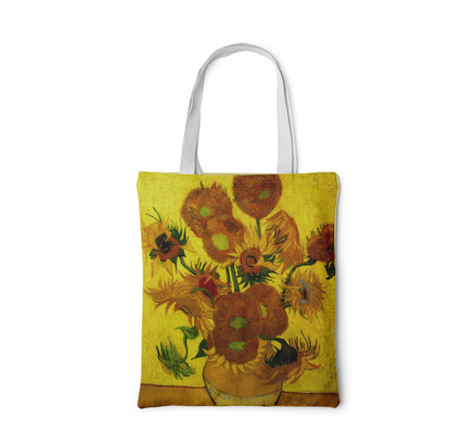 Canvas tas met zonnebloem Creatieve kunst Zelfportret Schoudertas Gepersonaliseerde handtas