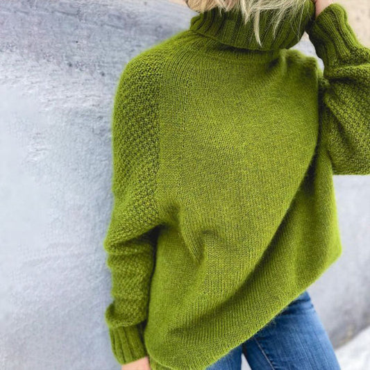 Grasgroene oversized gebreide trui met col