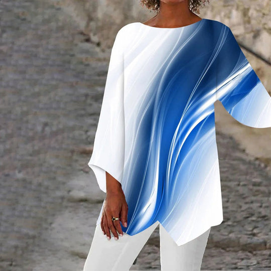 Ultra-Mod Blue Wave White Tunika Topp