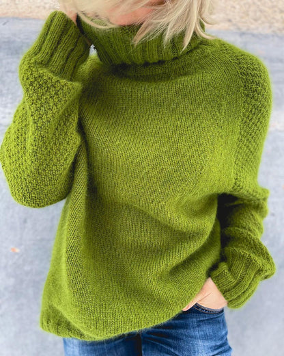 Grasgroene oversized gebreide trui met col