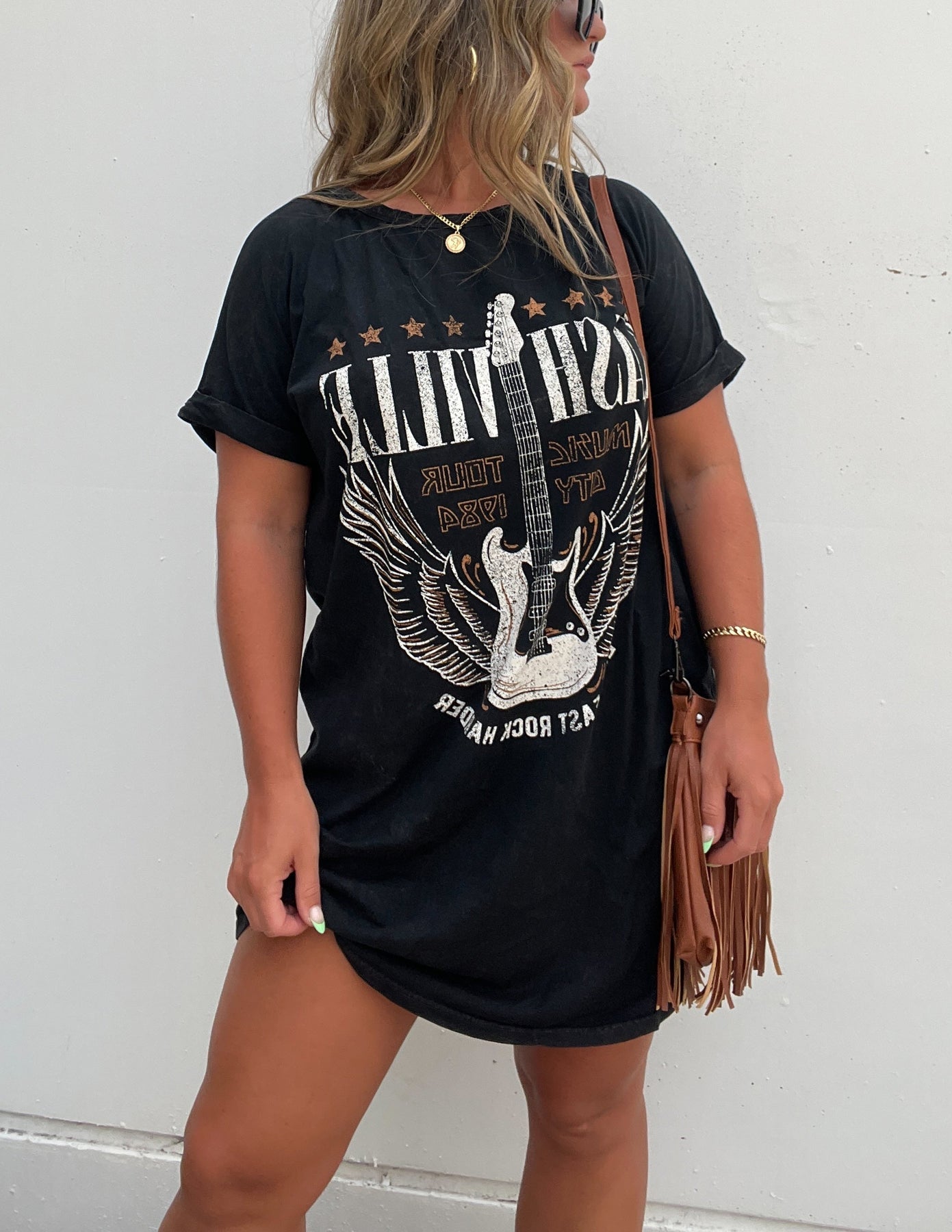 Nashville Zwarte T-Shirtjurk